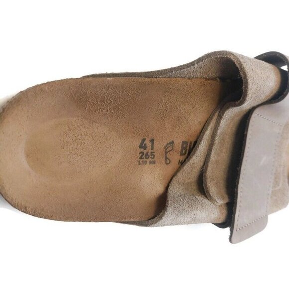 Birkenstock Kyoto Nubuck Suede Leather Sandals Womens 10 Mens 8 Taupe Regular - Picture 2 of 9